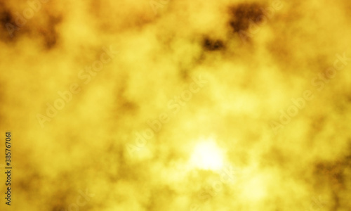 Yellow smoke or aerosol like fire has a black background. And there is a bright spot, the source of light. Image for background or wallpaper.3D Rendering © Superrider