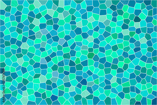 Decorative arabesque mosaic background. Arabic square tiles in the colors mint green, pastel, blue, turquoise.
