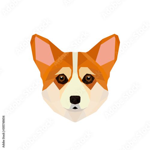 Geometric polygonal head dog. Abstract colorful animal. Vector illustration.