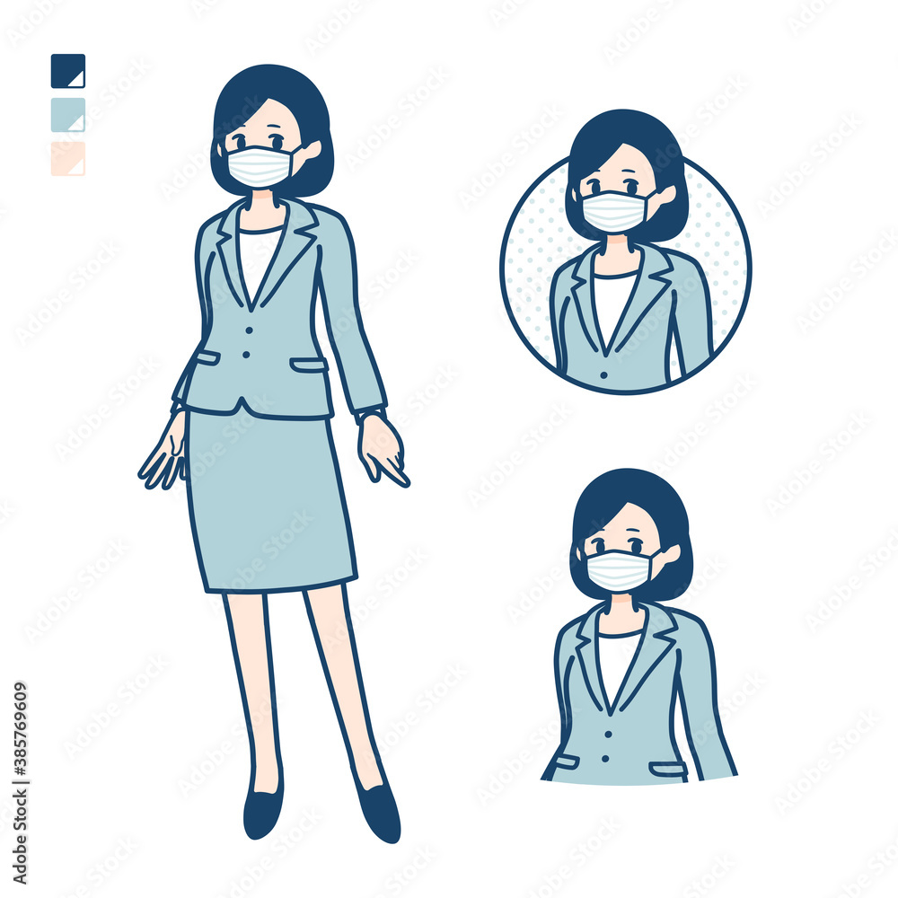 simple suit business woman mask_relax-pose simple suit business woman mask_relax-pose