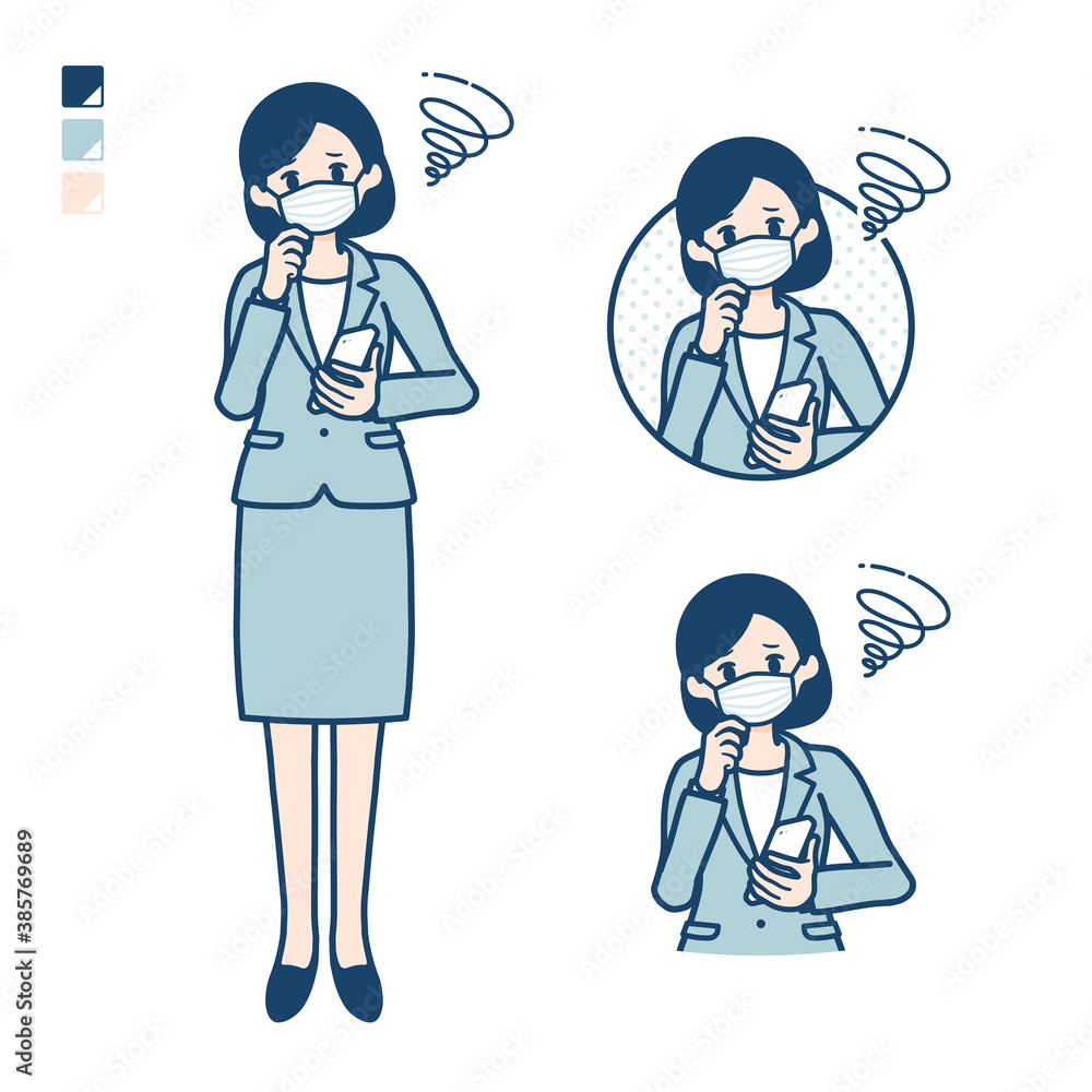 simple suit business woman mask_smartphone-sigh simple suit business woman mask_smartphone-sigh
