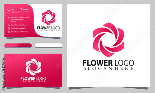 Colorful Flower Nature logo designs vector illustration, business card template