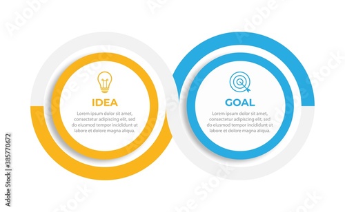 Vector infographic design template with 2 options or steps. Can be used for process diagram, workflow layout, info graph, annual report, flow chart.