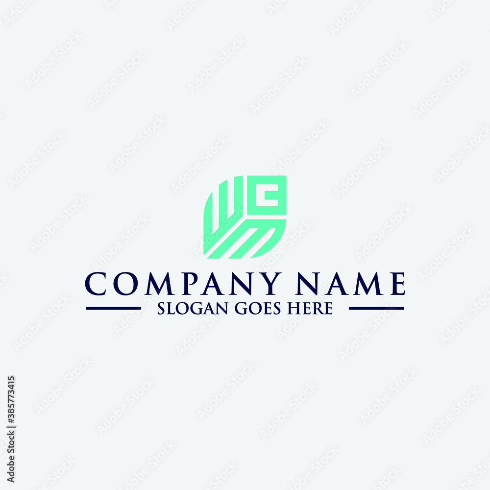 CWM letter logo template. Three letter icon. leaf logo