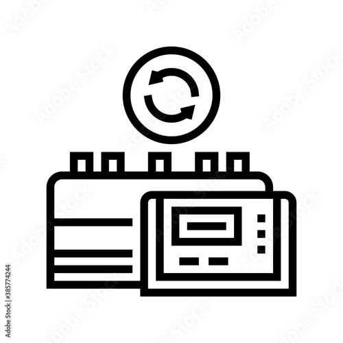 medicine factory equipment replacement line icon vector. medicine factory equipment replacement sign. isolated contour symbol black illustration