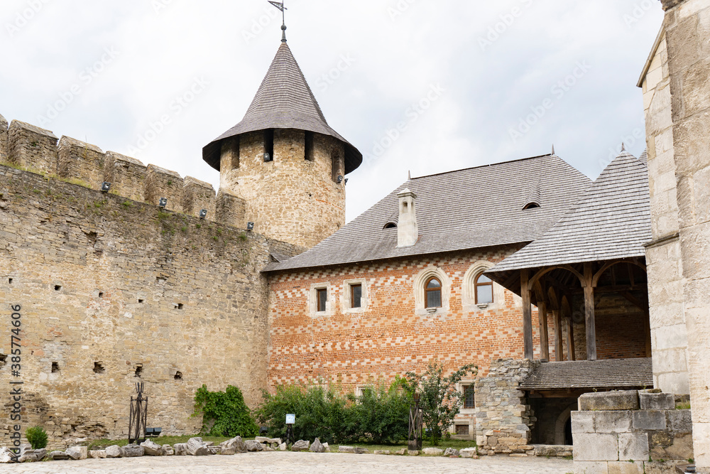 Medieval stone castle at Khotyn, Ukraine, famous ukranian touristic place, renovated.