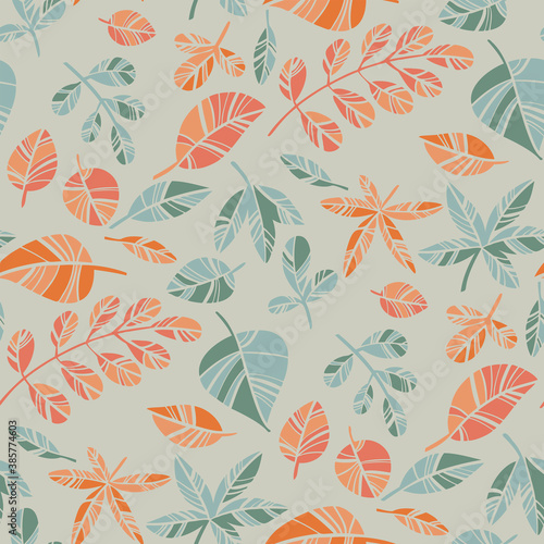 Elegant simple mosaic style autumn leaves pattern