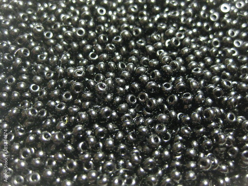 Black beads close-up.