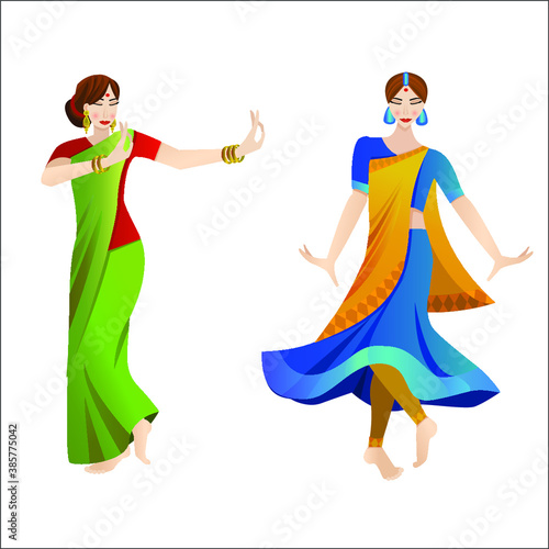 Vector with dancing young Indian woman for your design