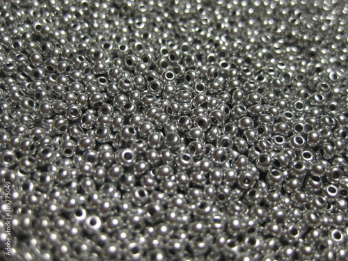 Silver beads close-up.