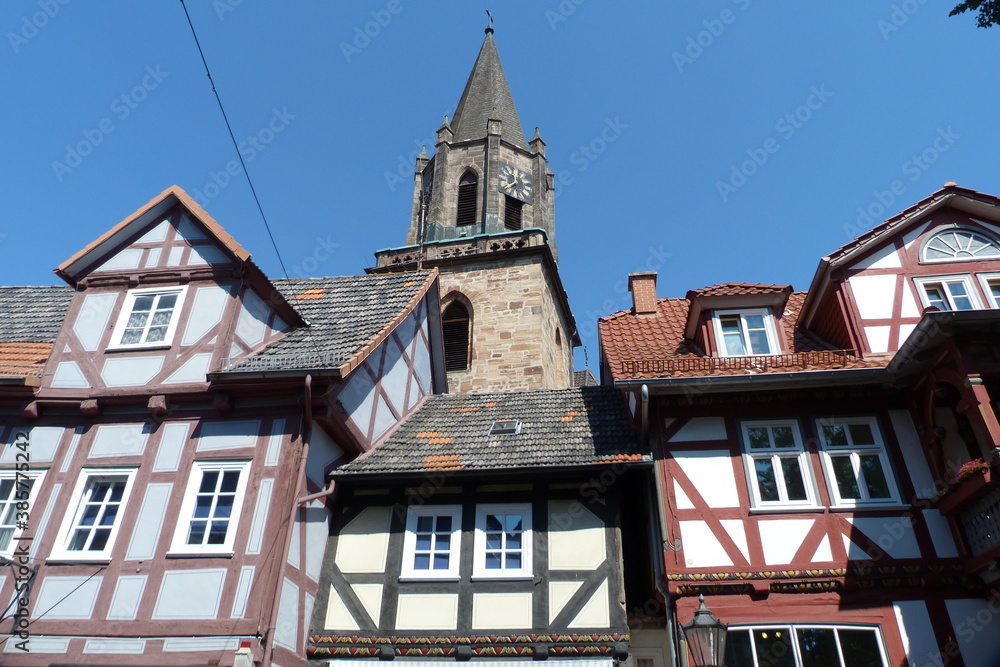 Steinweg mit Stiftskirche in Rotenburg an der Fulda