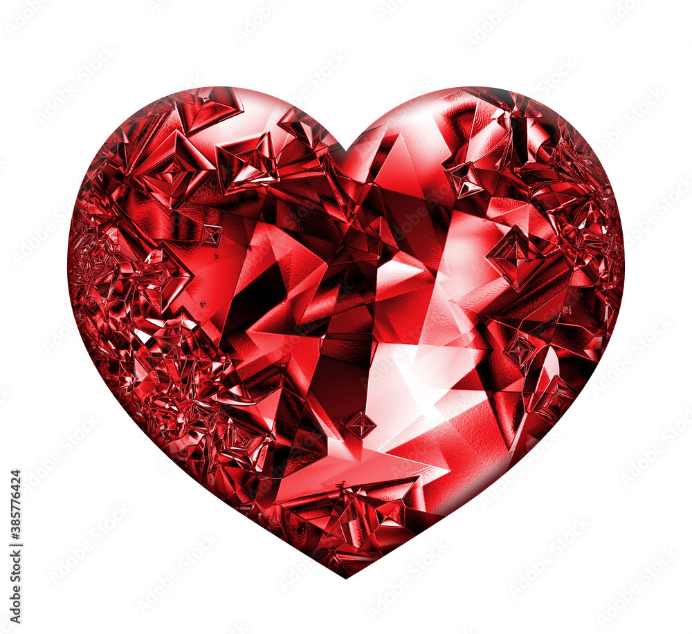 Red heart shaped rubin precious stone