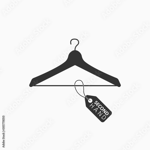 Flea market flat icon. Second hand concept. Hanger icon with tag. Vector photo