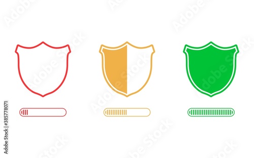 Password security level icon. Loading security concept. From low to high protection of data. Vector
