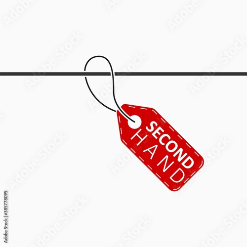 Red second hand tag. Donation of clothes icon. Vector