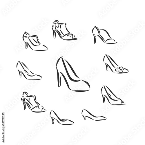 Woman's shoe, vector sketch, women's Shoe, vector sketch illustration
