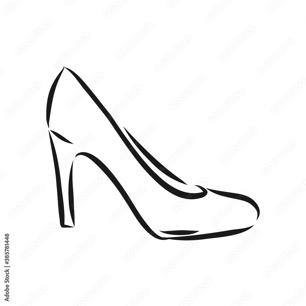 Woman's shoe, vector sketch, women's Shoe, vector sketch illustration Woman's shoe, vector sketch, women's Shoe, vector sketch illustration
