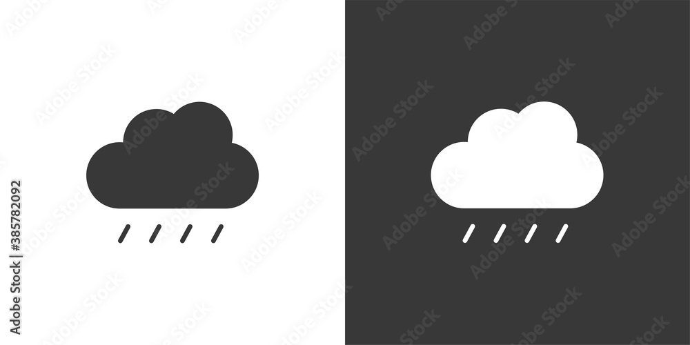 Soft rain and cloud. Isolated icon on black and white background. Weather vector illustration Soft rain and cloud. Isolated icon on black and white background. Weather vector illustration