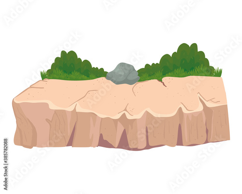 Stone with shrubs design, nature outdoor beautiful season spring and summer theme Vector illustration