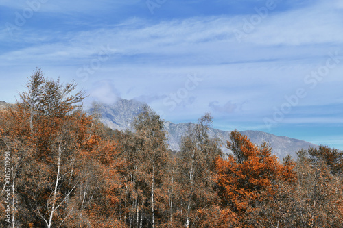 The Mucrone mountain, a beautiful mountain in the Biellese pre-Alps, shrouded in fog.