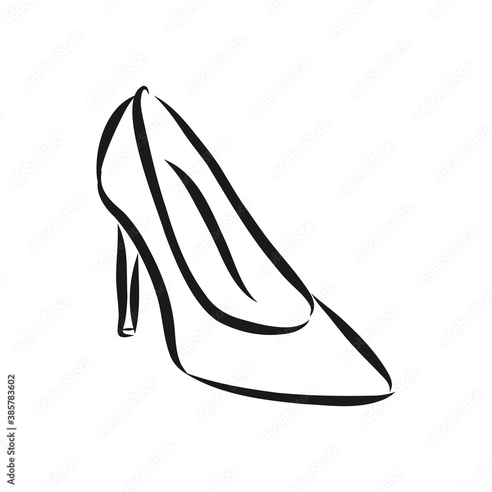 Woman's shoe, vector sketch, women's Shoe, vector sketch illustration Woman's shoe, vector sketch, women's Shoe, vector sketch illustration