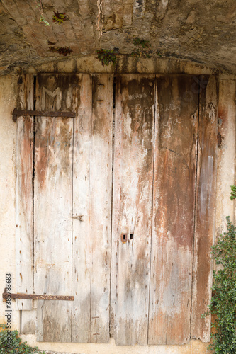 Vintage brown wooden door texture.