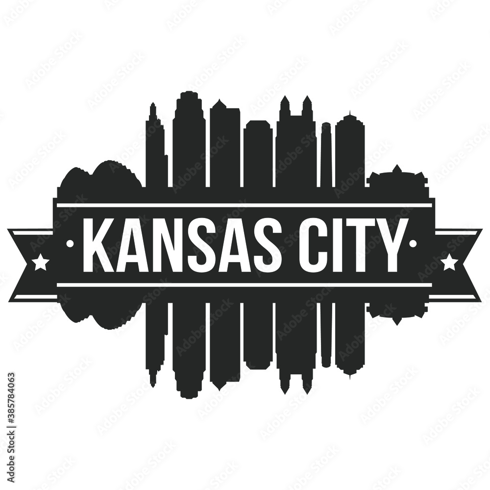 Kansas City Skyline Silhouette City Vector Design Art Stencil.