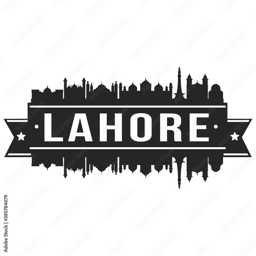 Lahore Pakistan, Skyline Silhouette City Vector Design Art Stencil. Lahore Pakistan, Skyline Silhouette City Vector Design Art Stencil.