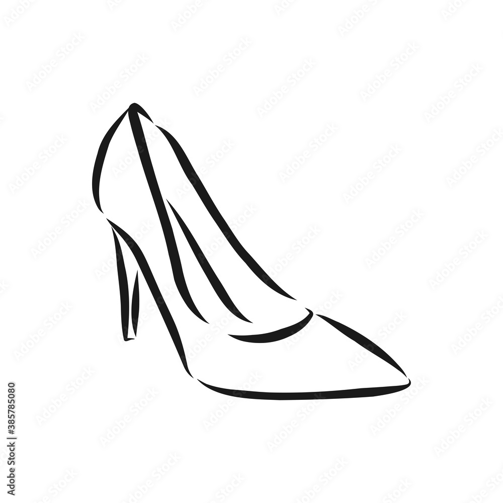 Woman's shoe, vector sketch, women's Shoe, vector sketch illustration Woman's shoe, vector sketch, women's Shoe, vector sketch illustration