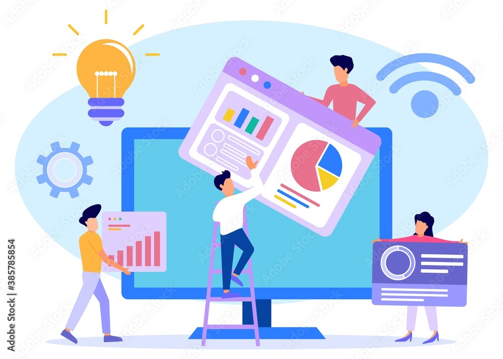 Illustration vector graphic cartoon character of business analysis Illustration vector graphic cartoon character of business analysis