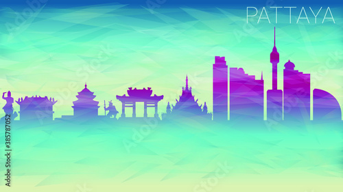 Pattaya Taiwan. Broken Glass Abstract Geometric Dynamic Textured. Banner Background. Colorful Shape Composition.