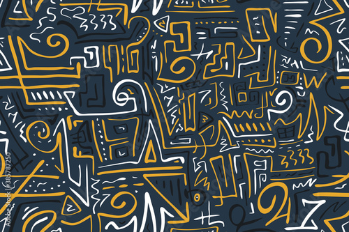 Seamless Stylized African Pattern. Ethnic and Tribal Motifs. Can Be Used for Textile, Prints, Phone Case, Greeting Card