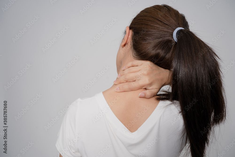 Pain in a waman's body, Closeup of young woman have neck and shoulder pain. Pain in a waman's body, Closeup of young woman have neck and shoulder pain.