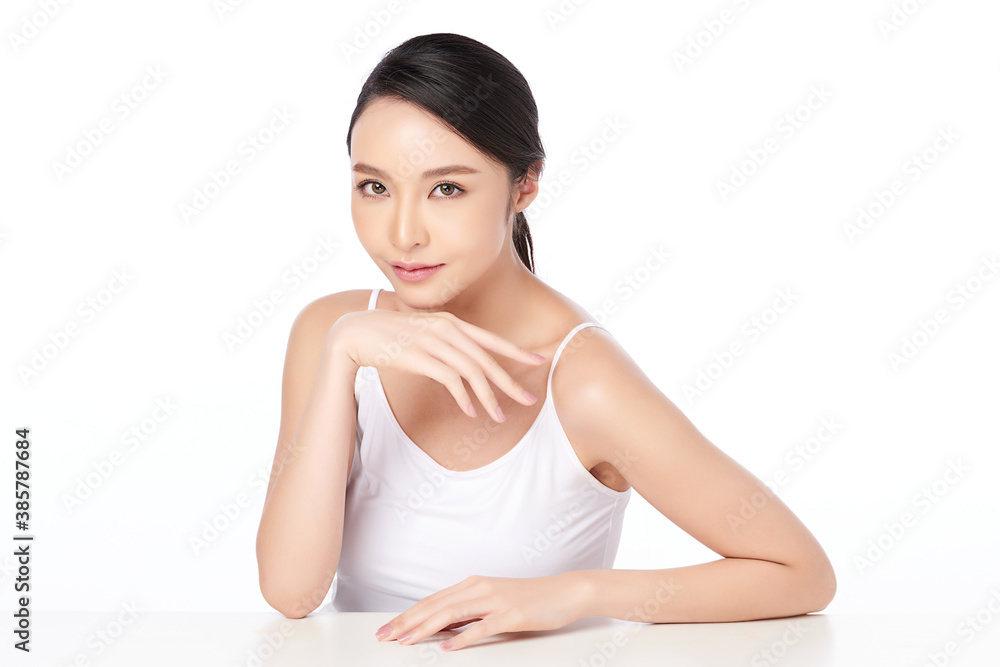 Beautiful young asian woman with clean fresh skin on white background, Face care, Facial treatment, Cosmetology, beauty and spa, Asian women portrait Beautiful young asian woman with clean fresh skin on white background, Face care, Facial treatment, Cosmetology, beauty and spa, Asian women portrait