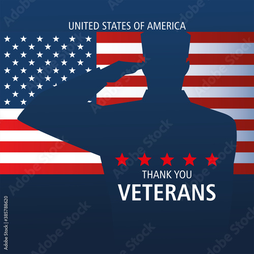 happy veterans day, thanks you, soldier salute on flag