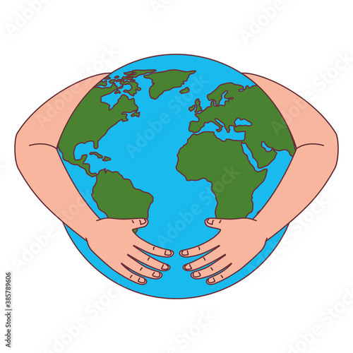 World sphere with arms design, Planet continent earth and globe theme Vector illustration