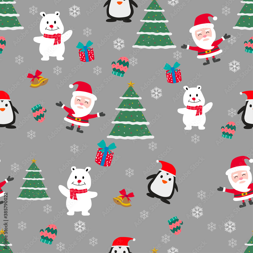 cute of merry christmas and happy new year seamless pattern with flat color design cute of merry christmas and happy new year seamless pattern with flat color design