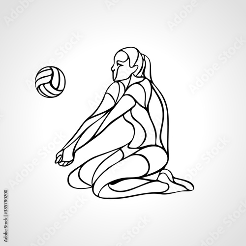 Woman volleyball player silhouette passing ball Vector eps10