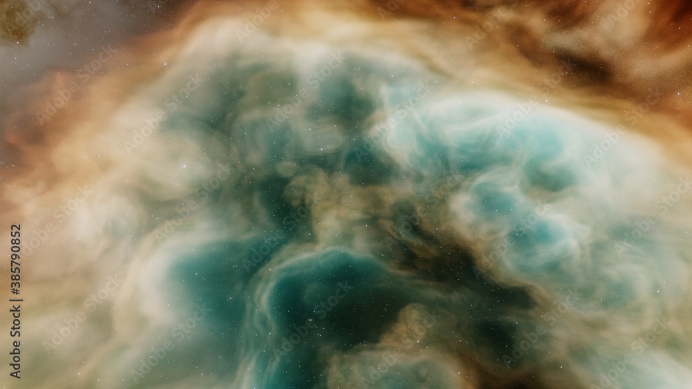 Fototapeta premium Deep space beauty, nebula and stars in deep space, glowing mysterious universe 3D Render