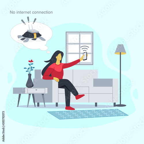 No internet connection vector illustration concept, slow network connection