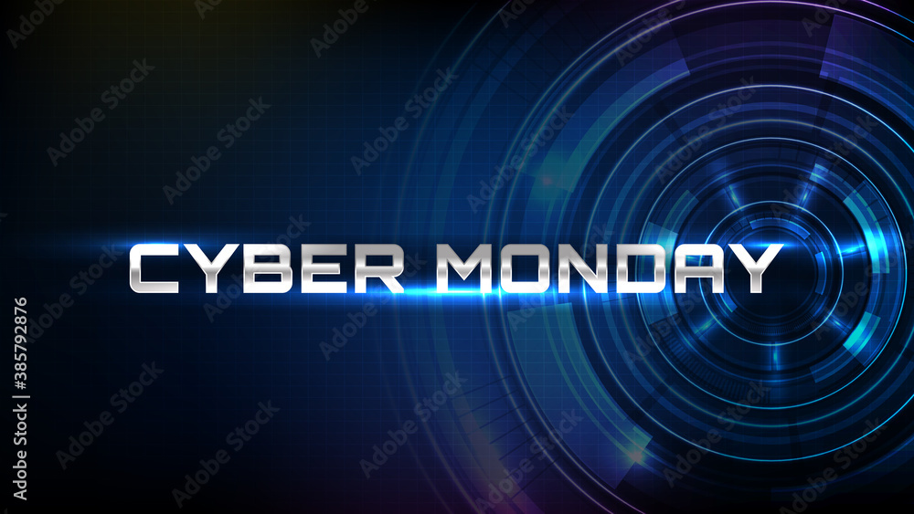 Abstract futuristic background of Circle interface sci fi frame hud ui with cyber monday shopping sale
