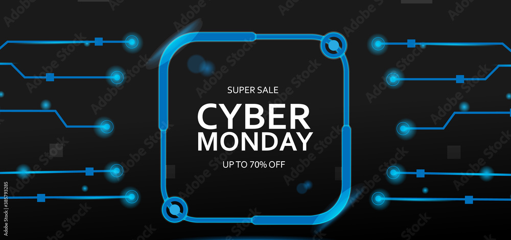 Blue cyber monday background design vector for promotional business