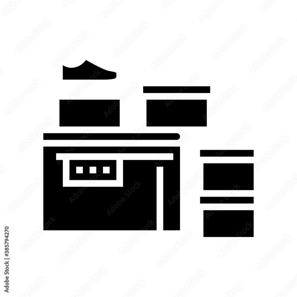shoes packaging conveyor glyph icon vector. shoes packaging conveyor sign. isolated contour symbol black illustration shoes packaging conveyor glyph icon vector. shoes packaging conveyor sign. isolated contour symbol black illustration