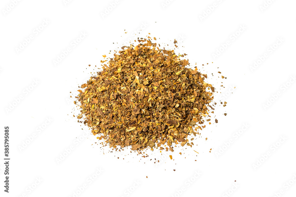 Cigarette tobacco close-up on a white background.Isolated. Cigarette tobacco close-up on a white background.Isolated.