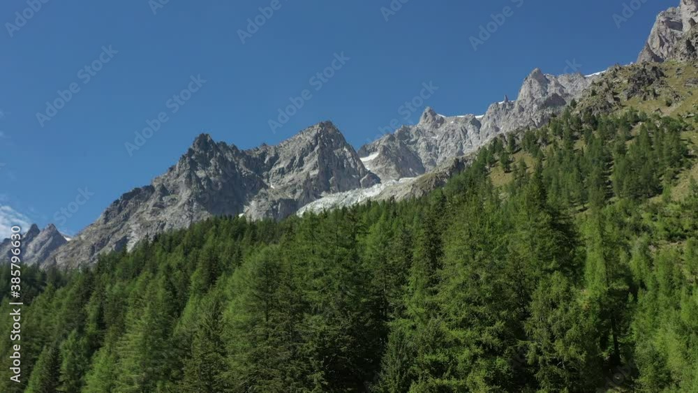 Southern Side of Mont Blanc Massif Mountains Landscape in Aerial Footage. North Italy. Southern Side of Mont Blanc Massif Mountains Landscape in Aerial Footage. North Italy.