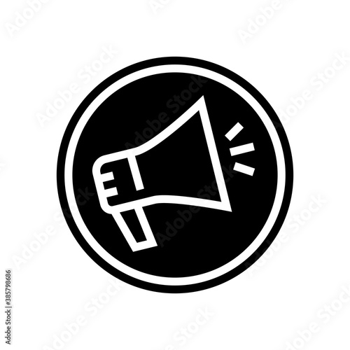 advertising loudspeaker sign glyph icon vector. advertising loudspeaker sign sign. isolated contour symbol black illustration
