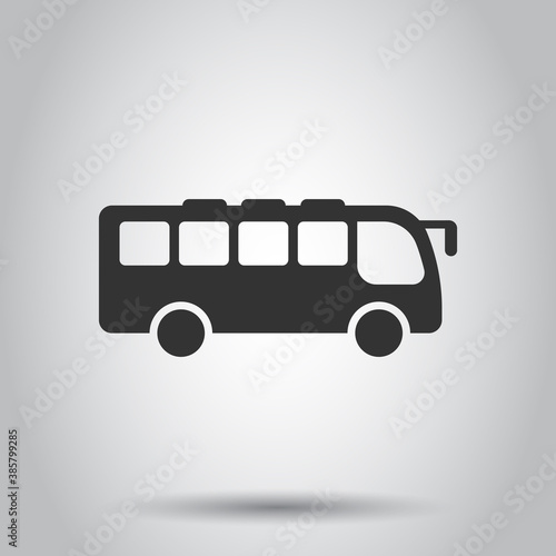 Bus icon in flat style. Coach vector illustration on white isolated background. Autobus vehicle business concept.