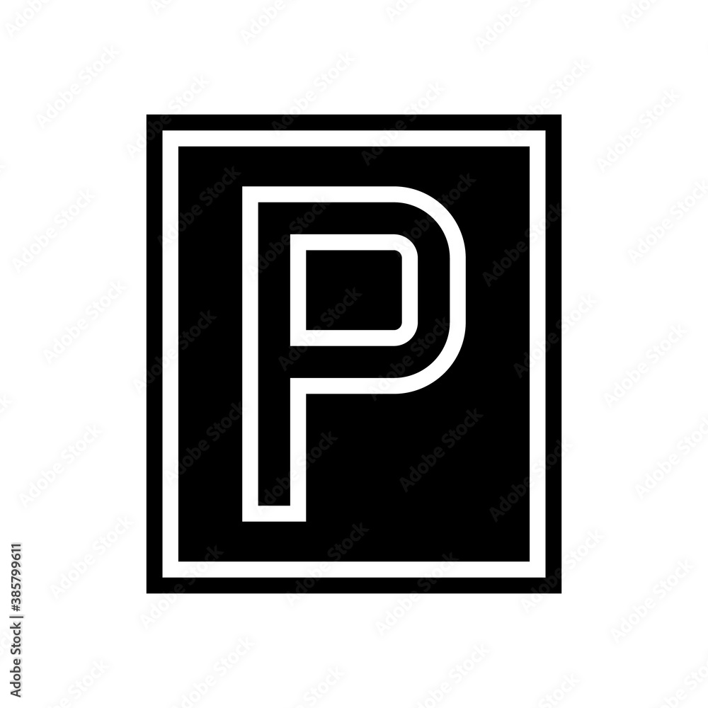 parking sign glyph icon vector. parking sign sign. isolated contour symbol black illustration parking sign glyph icon vector. parking sign sign. isolated contour symbol black illustration