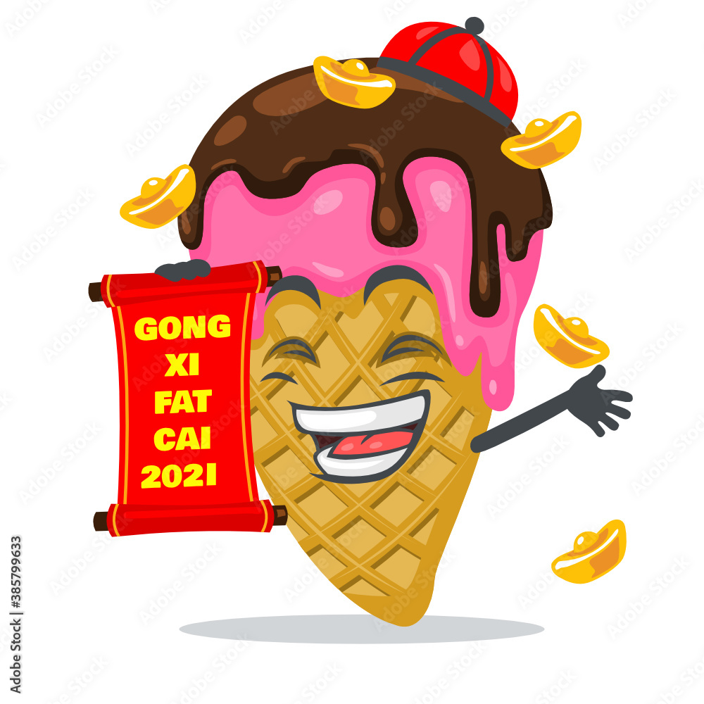 vector illustration of ice cream mascot or character
