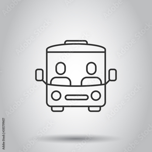 Bus icon in flat style. Coach vector illustration on white isolated background. Autobus vehicle business concept.